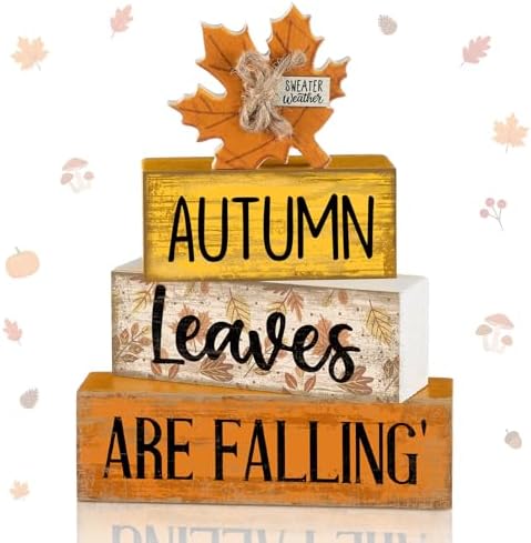 Lineshading 4 Pcs Fall Table Decorations Wooden Autumn Maple Leaf Decor by Lineshading