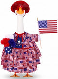 Abbylike 4th of July Porch Goose Outfit Fit 23" Plastic & Cement Statue American Flag Goose Skirt Clothes for Patriotic 250th Anniversary Independence Day Outdoor Garden Yard Patio Lawn Decor by Abbylike