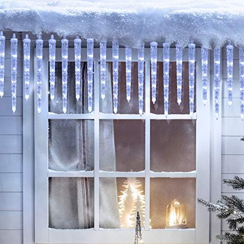 Toodour Christmas Icicle Lights Outdoor, 20 Tubes 90 LED Icicle Light with 8 Modes, Indoor Outdoor Crystal String Light, Connectable, Waterproof LED Christmas Lights for Home Holiday Party Xmas Decor - Image 5