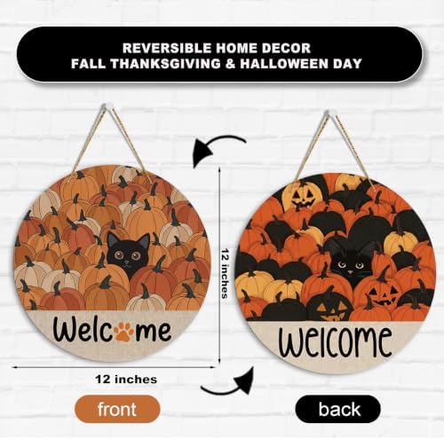 Welcome Sign for Front Door Fall Halloween Reversible Decorations - Image 2