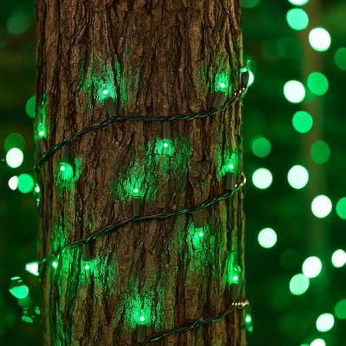 Novelty Lights 11 Feet 50 Bulbs Green Incandescent Mini Lights, Brown Wire - Image 3