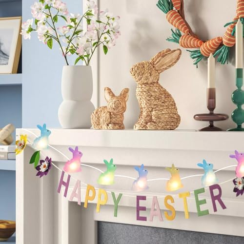 Easter Decorations - LED Bunny Lights Plug in Easter Lights String, 8.5Ft Pastel Easter Lights with 10Pcs Bunny for Indoor Outdoor Spring Decor & Easter Decor for Home Yard Tree Fence Party, 0.48W - Image 5