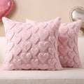 Softalker Pink Heart Pillow Covers 20 x 20 Inch Set of 2, Spring Summer Soft Faux Fur Cushion Covers, 3D Embroidered Pillow Cases for Sofa, Couch, Bedroom by Softalker
