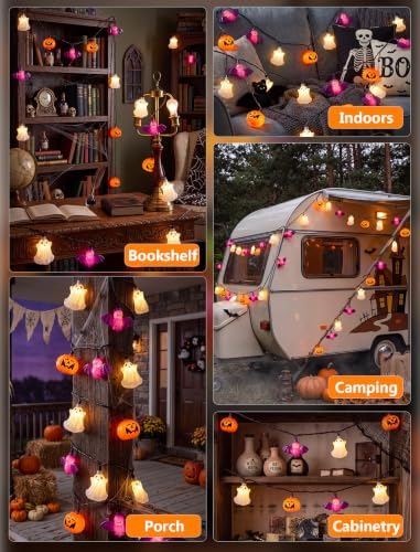 8.5FT 10 LED Halloween Pumpkin Bat Ghost String Lights Outdoor, Linkable - Image 7
