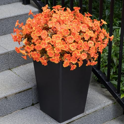 Artificial Fall Flowers for Outdoor 16 Bundles Morning Glory, Autumn Orange - Image 6