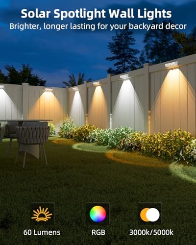 JOFIOS Solar Fence Lights Outdoor, 8 Pack, 9 Fixed Colors ＆ Color Changing LED Light Solar Powered Waterproof IP65 Dusk-to-Dawn Vinyl Fence Lights for Patio, Railing, Pool, Porch, Backyard, Wall - Image 6