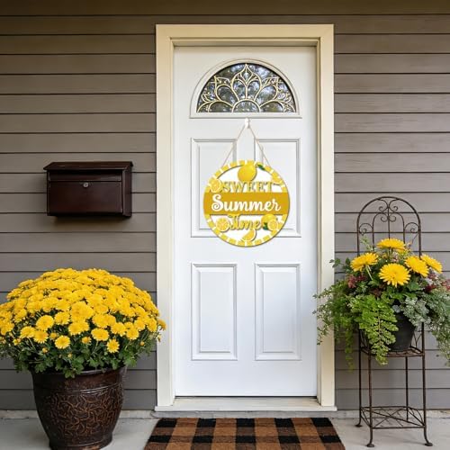HOURIA 3D Lemon Wooden Door Sign,Sweet Summer Time Welcome Wreath Sign Front Door Decor,Summer Lemon Decorations for Home Kitchen Classroom,11.4"X11.4" - Image 6