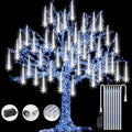 Christmas Lights Meteor Shower Rain Light Falling Rain Lights with 8 Tubes 192 LEDs Waterproof Icicle Snow Fall String Lights for Party Tree Home Patio Outdoor Decoration(8 Tubes,White) by FYYZY