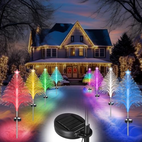 Baquler 12 Pack Solar Christmas Tree Lights Waterproof Path Stake 7 Modes by Baquler