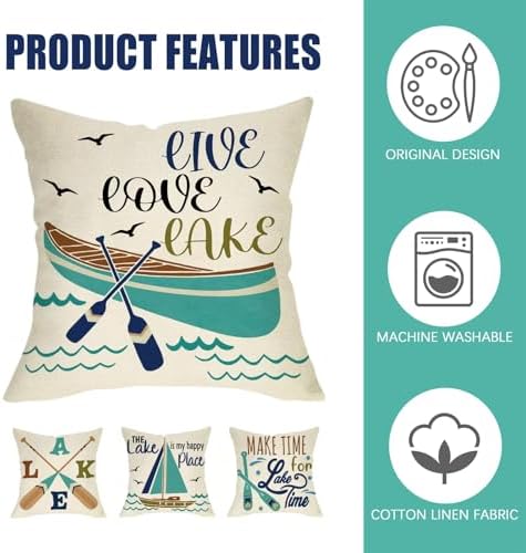 Fahrendom The Lake is My Happy Place Decorative Throw Pillow Covers - Image 3