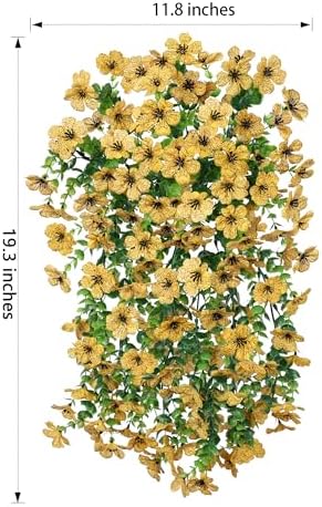 HyeFlora Artificial Hanging Flowers for Outdoors Decoration, 2pcs Fake Daisy with Eucalyptus Leaves for Garden Yard Porch (Yellow) - Image 4