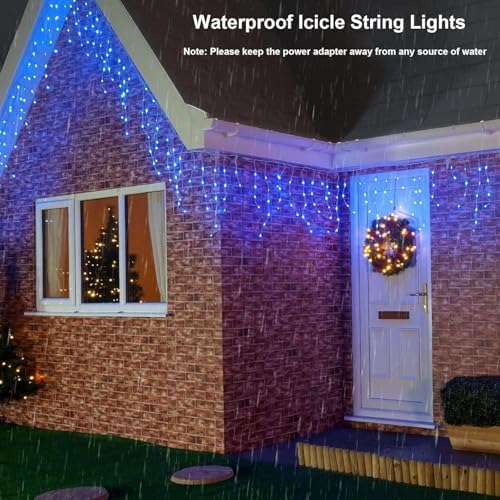 Joomer 66FT Christmas Icicle Lights Outdoor Non-Connectable Blue - Image 4