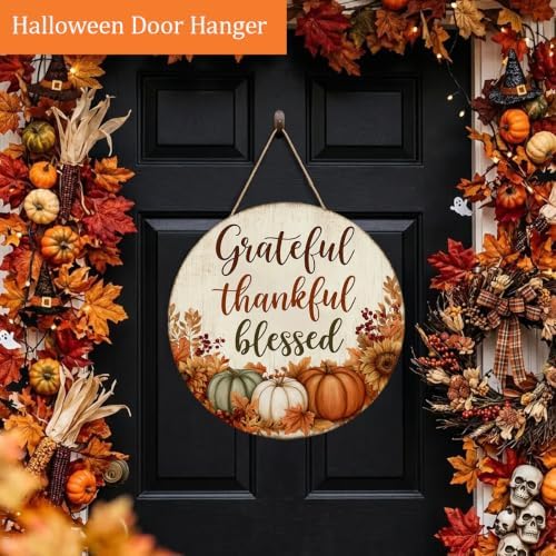 Grateful Thankful Blessed Thanksgiving Decorations Door Sign for Home - Image 3