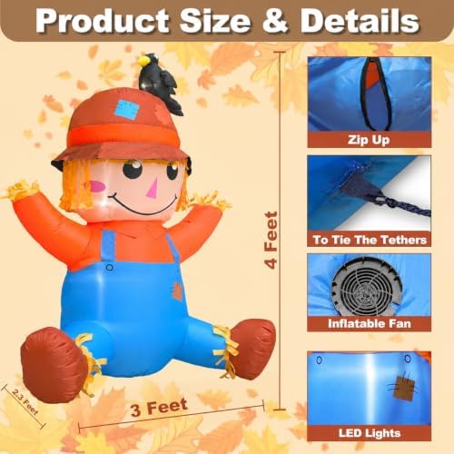 4FT Fall Thanksgiving Inflatables Outdoor Decorations with Built-in LEDs - Image 3