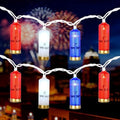 8.5Ft 4th of July String Lights, 10 LED Red White Blue Shotgun Shell Lights by Jasneniebo