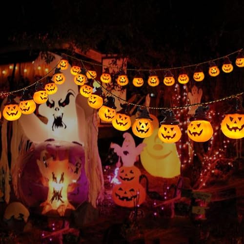 Upgraded Solar Pumpkin Lights for Halloween Decorations Outside,Spooky Pumpkin Lights String for Outdoor Halloween Yard Decoration,Porch Decor, Camper Party Door Window Tree Decor - Image 4