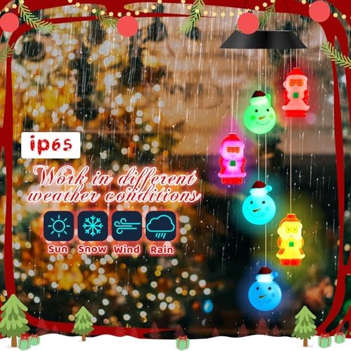 GlikCeil Halloween Solar Wind Chimes 27.5Inch Halloween Decorations Outside Waterproof Hanging LED for Yard, Porch, Patio, Party, Color Changing Lights(Snowball) - Image 5