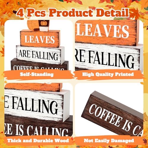 4 Pcs Fall Wooden Decor, Fall Table Decorations Gifts for Home - Image 4