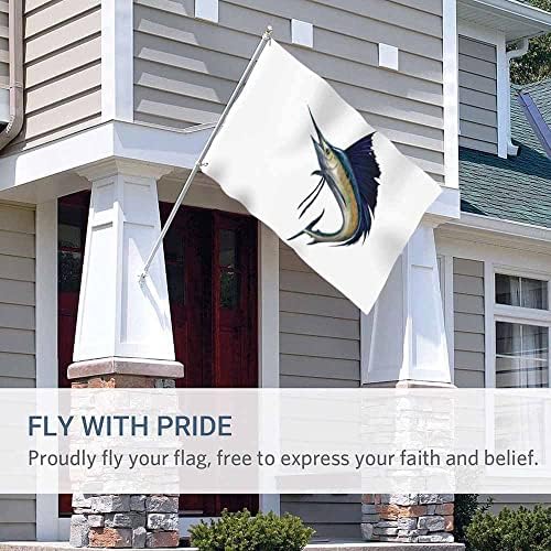 Yekiua Sailfish Flag 3X5 Outdoor Blue Marlin Striped Fish Sword Jumping Double Sided Flags All Weather Long Lasting With 2 Brass Grommets - Image 5