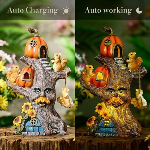 TERESA'S COLLECTIONS Fall Outdoor Decor Tree Spirit Pumpkin Solar Resin 11" - Image 2