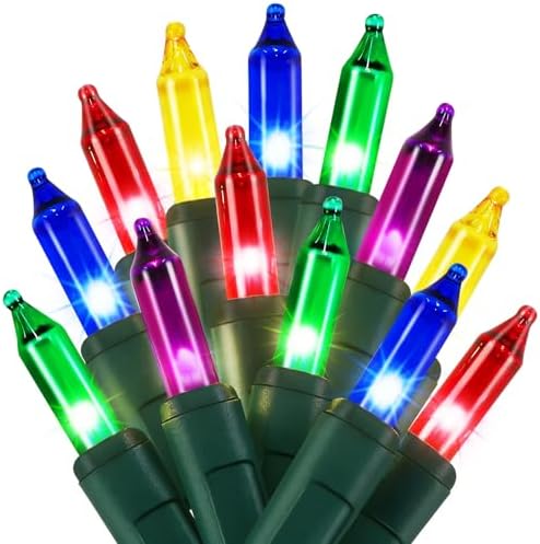 2 Pack Multicolor Christmas String Lights, 100 Count Each, Incandescent Mini Christmas Lights, Connectable Xmas Tree Light for Indoor Outdoor Garland Birthday Holiday Wedding Festival Party by Unknown