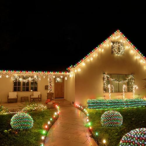 BlcTec Outdoor Christmas Lights 360 LED 9.8ft x 6.6ft Christmas Net Lights with 8 Modes, UL Certified, Timer, Connectable, Waterproof for Bushes, Shrubs, Yard Outdoor Decorations, Red White Green - Image 7