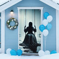 INV Creepy Girl Swing Door Cover 35x71 Inch Double Sided Spooky Haunted House Door Decoration for Halloween Front Door Porch Horror Entryway Indoor Outdoor Scary Decor by IVN