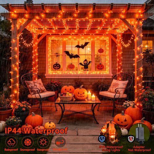 JMEXSUSS 400 LED Orange Lights for Halloween Decor, Plug in with Remote - Image 3