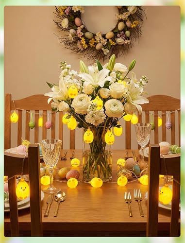 GOOTHY Easter Chicken String Lights Plug in, Indoor Outdoor Easter Decorations Lights with 10 LED Yellow Chicken Light, Hanging Spring Chick Lights for Party Garden Birthday Wedding Home Decor - Image 5