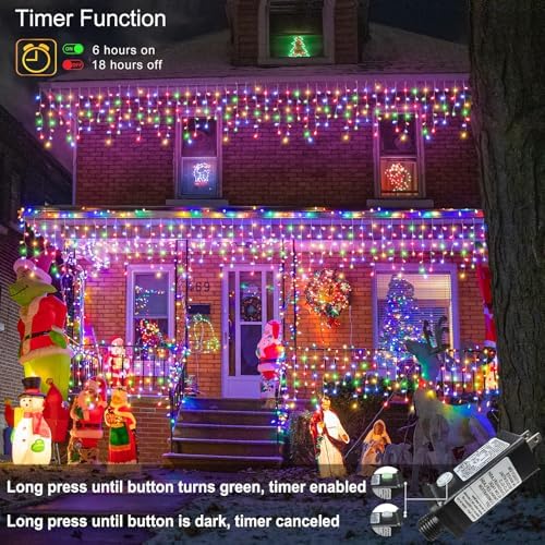 Colored Christmas Lights Outdoor, 33ft 400 LED Icicle Lights for Outside - Image 4