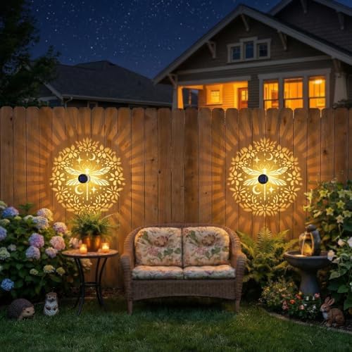 2 Pack Solar Fence Lights Metal Solar Powered Outdoor Wall Deck Step Lights Dragonfly Floral Theme Waterproof Fence Light for Garden Post Patio Backyard Yard Decor, Gardening Gifts for Women Mom - Image 4