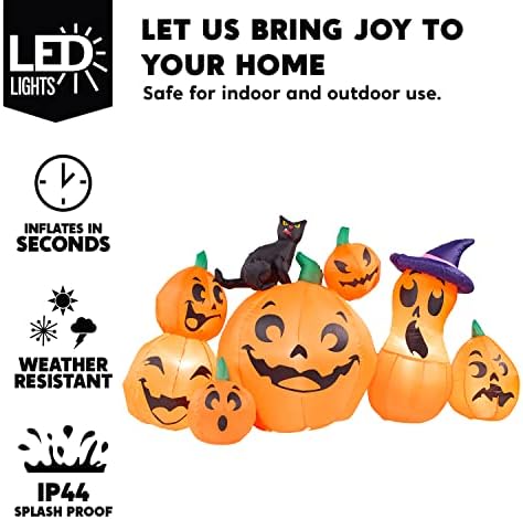 Joiedomi 6 FT Long Halloween Inflatable Outdoor Decorations, Pumpkin Blow Up Yard Decorations, 7 Pcs Inflatable Pumpkin for Outside with Witch's Cat with Build-in LEDs for Halloween Decor - Image 3