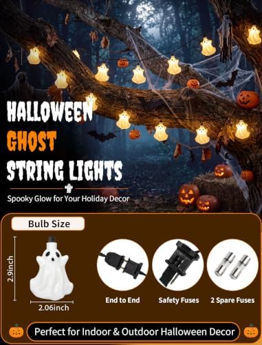 Halloween Ghost String Lights 8.5FT 10 White Ghost Lights for Party Decor - Image 3