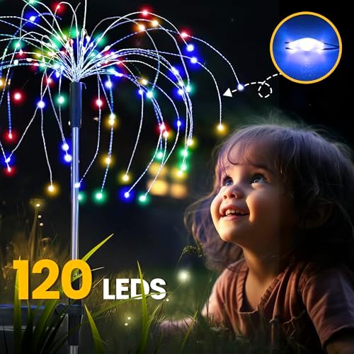 GIGALUMI 4 Pack Solar Firework Lights Outdoor, Garden Decor, Multicolored - Image 5