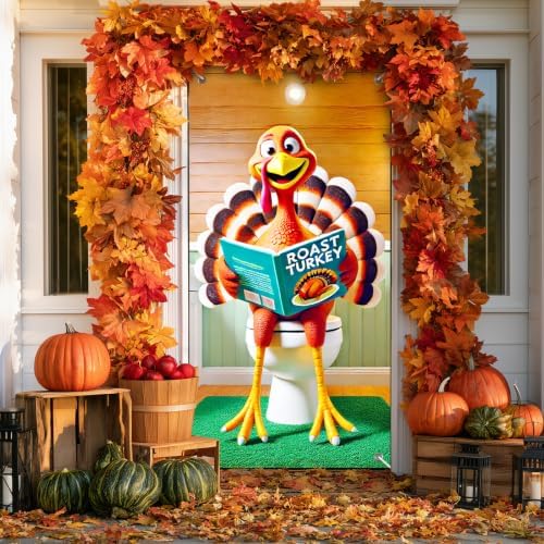 BlissYard Thanksgiving Door Cover Funny Turkey Bathroom 35 x 71 Inch by BlissYard