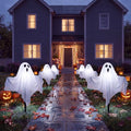 Halloween Ghost Pathway Lights, 4 Pack LED Yard Stake Lights Outdoor Decor by Oviejo