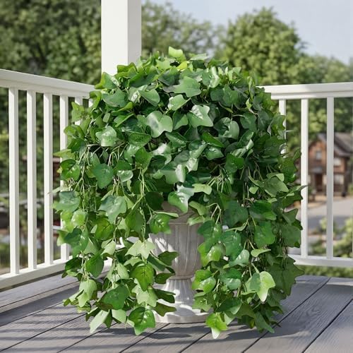 Faux Outdoor Plants Fake Hanging Plants for Outdoors Outside Decorations, 2 Pcs Green Fake Ivy Vines Realistic UV Resistant Artificial Greenery for Planters Porch Garden Yard Front Door Patio Indoor - Image 4