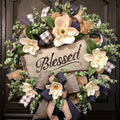 Spring Summer Wreath for Front Door,Farmhouse White Floral Porch Decor by Vofuly