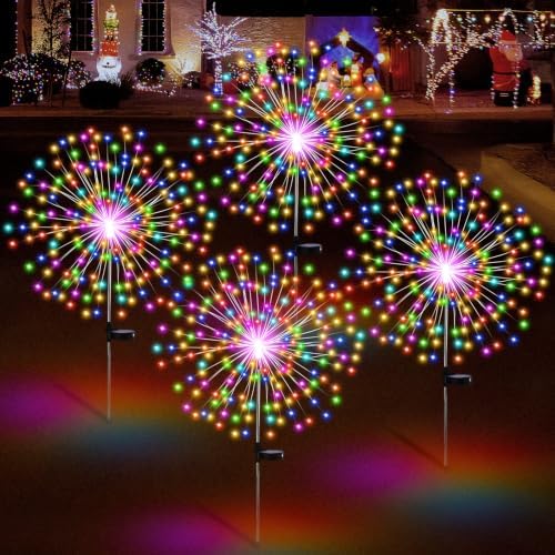 Tujoe 6 Pcs Christmas Solar Firework Stake Lights 180 LED 8 Modes by Tujoe