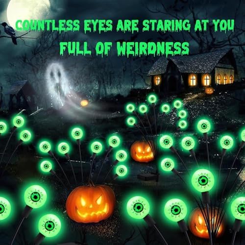 ASMAD Halloween Decorations Outdoor Solar Scary Eyeball Lights,8Pack 64LEDs - Image 2