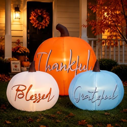 Simgoing Fall Pumpkin Inflatable Decor with Built-in LEDs 5FT Wide by Simgoing