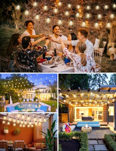 Brightever 50FT Outdoor String Lights with Remote, LED String Lights for Outside with 16 Shatterproof ST38 Vintage Edison Bulbs, 3 Modes 2 Timer Dimmable Outside Lighting for Patio, Gazebo, Deck, Yard - Image 7