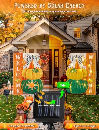 Thanksgiving Lighted Garden Flag,12x18 Inch Solar Powered - Image 3