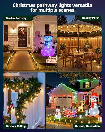 Christmas Pathway Lights Outdoor,102.8 Ft Lights with 80 Warm White Bulbs - Image 4