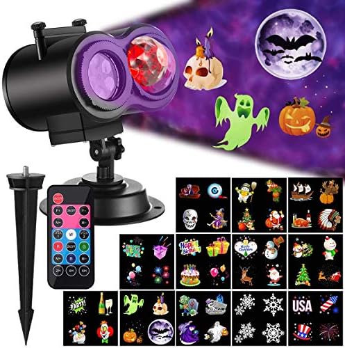 Halloween Christmas Projector Lights Outdoor, Brighter 14 HD Slides (3D Ocean Wave +Patterns) Waterproof Holiday Projector Lights Outdoor Indoor, Xmas Halloween Decorations for Yard Garden by ENJOYPET