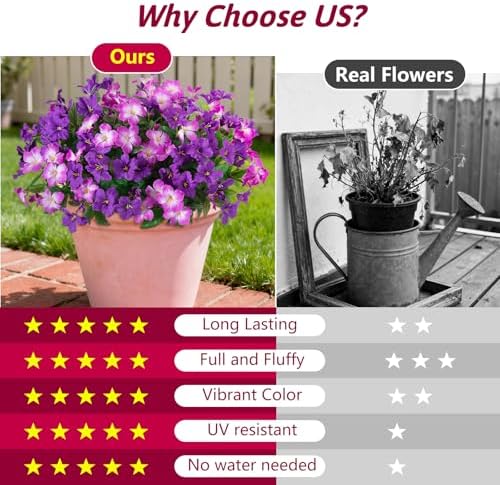 Fake Artificial Flowers for Outdoors 6 PCS Azalea Bouquet Silk Flowers for Outside UV Resistant Faux Flowers Plants for Outdoor Planters Realistic Spring Home Front Door Patio Garden Porch Decor - Image 3