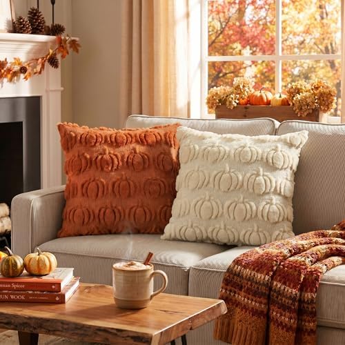 AVOIN colorlife Caramel Beige Fall Throw Pillow Covers 18x18 Inch - Image 3