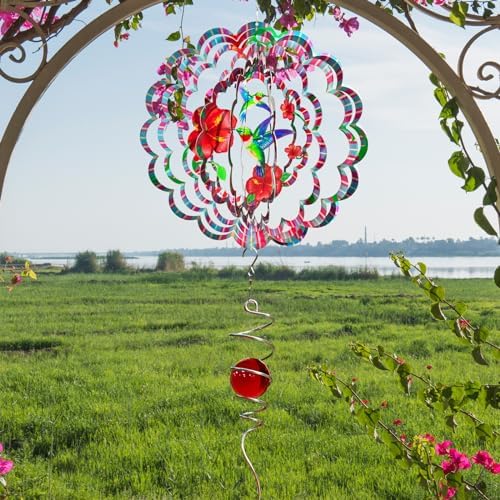 Hummingbird Wind Spinner, 12-Inch 3D Kinetic Metal Wind Spinners - Image 6