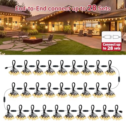 LAMPHOME LED Outdoor String Light, 51 Feet Patio Lights with 25+2 Edison Shatterproof Bulbs(2 Spare), UL Waterproof Outside Lights connectable Dimmable for Backyard Porch Decor - Image 6
