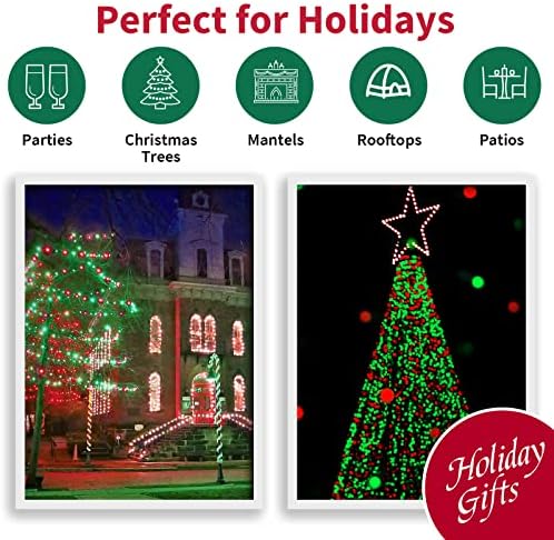 LAMPHOME Super-Bright Extendable Christmas Lights Decoration 100 Lights 19.6ft UL Certified Mini Bulb String Lights for Outdoor Christmas Tree Garden Party Patio Garland Decor (Red+Green) - Image 7